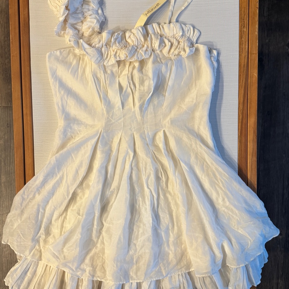 NWT Minuet Elegant One Shoulder Detail White Dress or Top size L